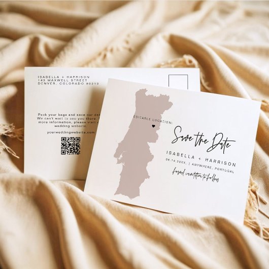 Postale QUINN Carte du Portugal Enregistrer la date (Cœur