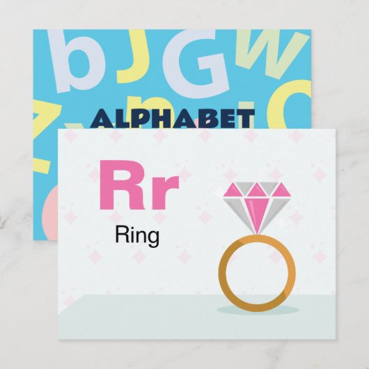 Postale R est pour Bague - Carte Flash Alphabet (Devant / Derrière)