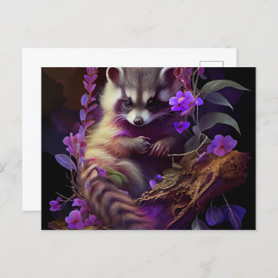 Postale Raccoon Mauve Briefkaart