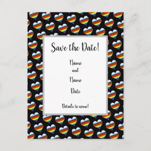 Postale Rainbow Heart Motif Enregistrer la date Carte post