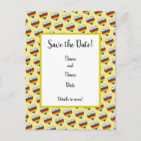 Rainbow Heart Motif Enregistrer la date Carte post