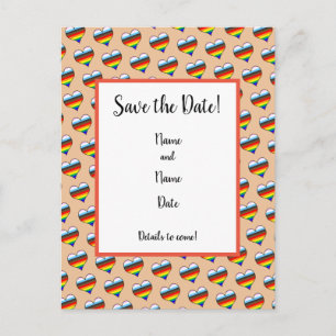 Postale Rainbow Heart Motif Enregistrer la date Carte post