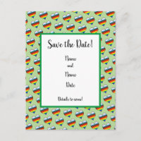 Rainbow Heart Motif Enregistrer la date Carte post