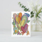Postale Rainbow Love Hearts Custom Art Carte pour notes (Debout devant)