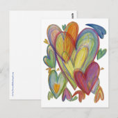 Postale Rainbow Love Hearts Custom Art Carte pour notes (Devant / Derrière)