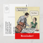 Postale Rappel de rendez-vous de couple rétro par carte po (Devant / Derrière)