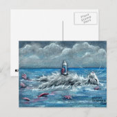 Postale Rat flottant avec un verre dans l'océan Carte post (Devant / Derrière)