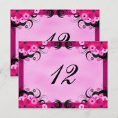 Postale Réception Florale Fuchsia Lumière Numéro Carte (Devant / Derrière)