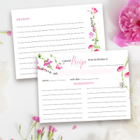 Recette Carte Feminine rose Fleur sauvage Fête des