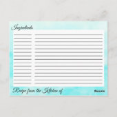 Postale Recette Carte Ocean Shore Beach Mariage à thème (Dos)