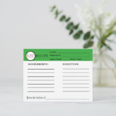 Postale Recette Retro Carte Chef Vert Outils de cuisine (Debout devant)