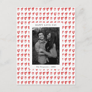 Postale Red Hand Drawn Hearts Saint Valentin Carte photo