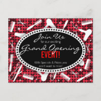 Red Hot Glam Custom Hair Salon Événement Carte pos