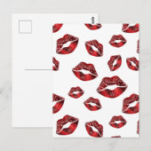Postale Red Lips Baiser Motif Valentine's Day Carte postal (Devant / Derrière)