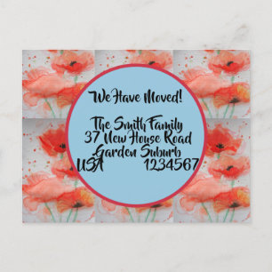 Postale Red Poppy Nouvelle Adresse Carte Postale, Nous Dém