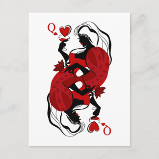Postale Reine de cœur. Carte à jouer de mode
