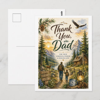 Postale Remerciement Sincère Papa Carte d'Aventure en Forê