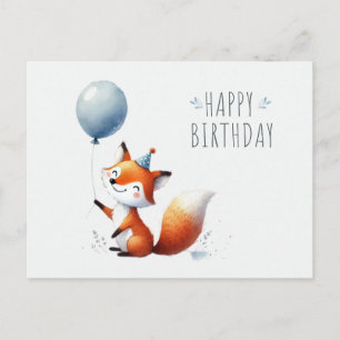 Postale Renard adorable avec Balloon Carte d'anniversaire