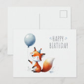 Postale Renard adorable avec Balloon Carte d'anniversaire (Devant / Derrière)
