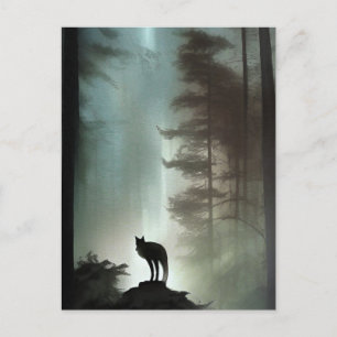 Postale Renard dans une forêt brumeuse - Carte d'art fauni
