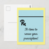 Postale Renouvellement d'ordonnance Pharmacie Carte postal (Devant / Derrière)