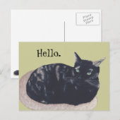 Postale Repose Tortoise Shell Peinture Chat Bonjour Carte  (Devant / Derrière)