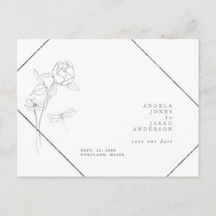 Postale Ressort Crayon Floral Enregistrer la date Carte po