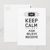Postale Restez calme - Demandez, Croyez, Recevez Carte Pos (Devant / Derrière)
