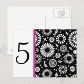 Postale Retro noir fleurs blanches Table Numéro Carte post (Devant / Derrière)