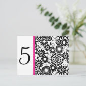 Postale Retro noir fleurs blanches Table Numéro Carte post (Debout devant)