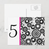 Postale Retro noir fleurs blanches Table Numéro Carte post (Devant / Derrière)