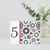 Postale Retro noir fleurs blanches Table Numéro Carte post (Debout devant)