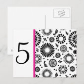 Postale Retro noir fleurs blanches Table Numéro Carte post (Devant / Derrière)