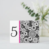 Postale Retro noir fleurs blanches Table Numéro Carte post (Debout devant)