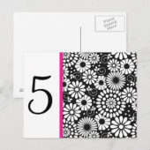 Postale Retro noir fleurs blanches Table Numéro Carte post (Devant / Derrière)