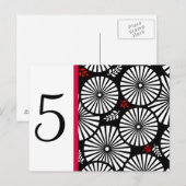 Postale Retro noir fleurs blanches Table Numéro Carte post (Devant / Derrière)