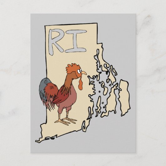 Postale Rhode Island RI Carte et dessin sur l'art du poule (Devant)