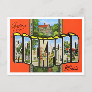 Postale Rockford, Ilinois Vintage Big Letters Carte postal