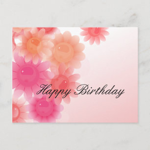 Postale Romantique corail rouge floral Anniversaire Carte
