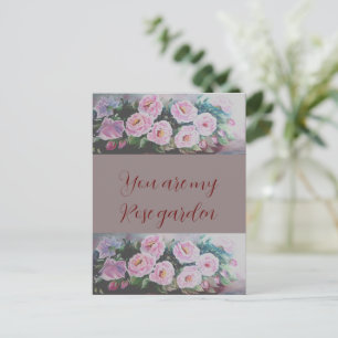 Postale Romantique ROSE SAUVAGE ROSE PEINTURE CARTE POSTAL