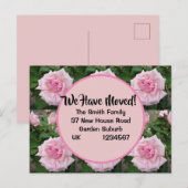 Postale Rose Rose Rose Nouvelle Adresse Carte Postale, Nou (Devant / Derrière)