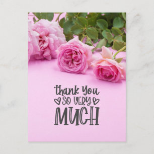 Postale Roses roses Carte de remerciements sur arrière - p