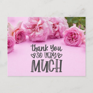 Postale Roses roses Carte de remerciements sur arrière - p