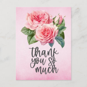 Postale Roses roses Carte de remerciements sur arrière - p