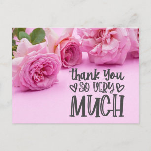 Postale Roses roses Carte de remerciements sur arrière - p