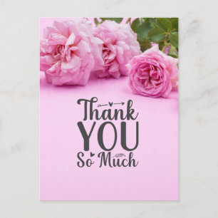 Postale Roses roses Carte de remerciements sur arrière - p