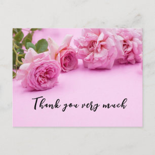 Postale Roses roses Carte de remerciements sur arrière - p