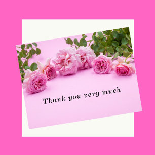Postale Roses roses Carte de remerciements sur arrière - p