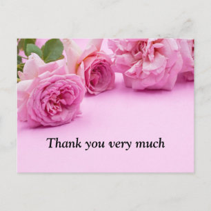 Postale Roses roses Carte de remerciements sur arrière - p