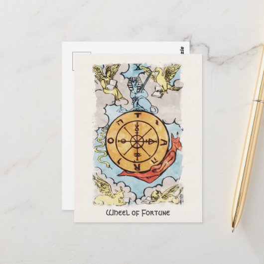 Postale Roue De Fortune Majeure Arcana Tarot Carte Peintur (Devant/Arrière en situation)